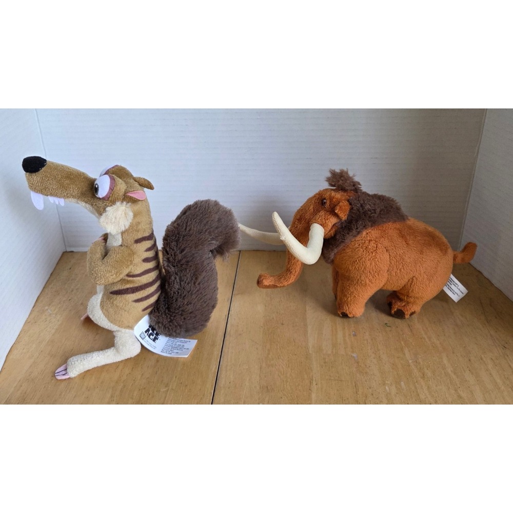 Ice Age Continental Drift Plush Lot Manny Mammoth & Scrat Squirrel Stuffed Toy